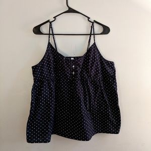 Gap Navy and White Polka Dot Tank